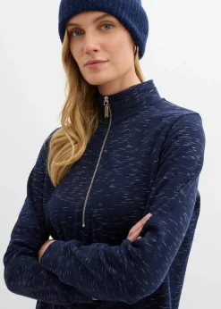 bonprix Kleider|Sweat^Sweatkleid mit Troyer dunkelblau