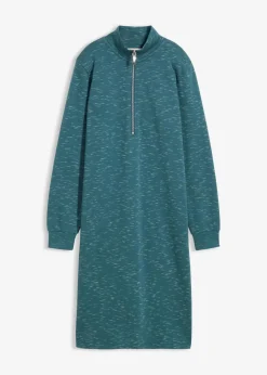 bonprix Bekleidung·Blusen & Tuniken|Bekleidung·Pullover & Strickjacken^Sweatkleid mit Troyer pfeffergrün