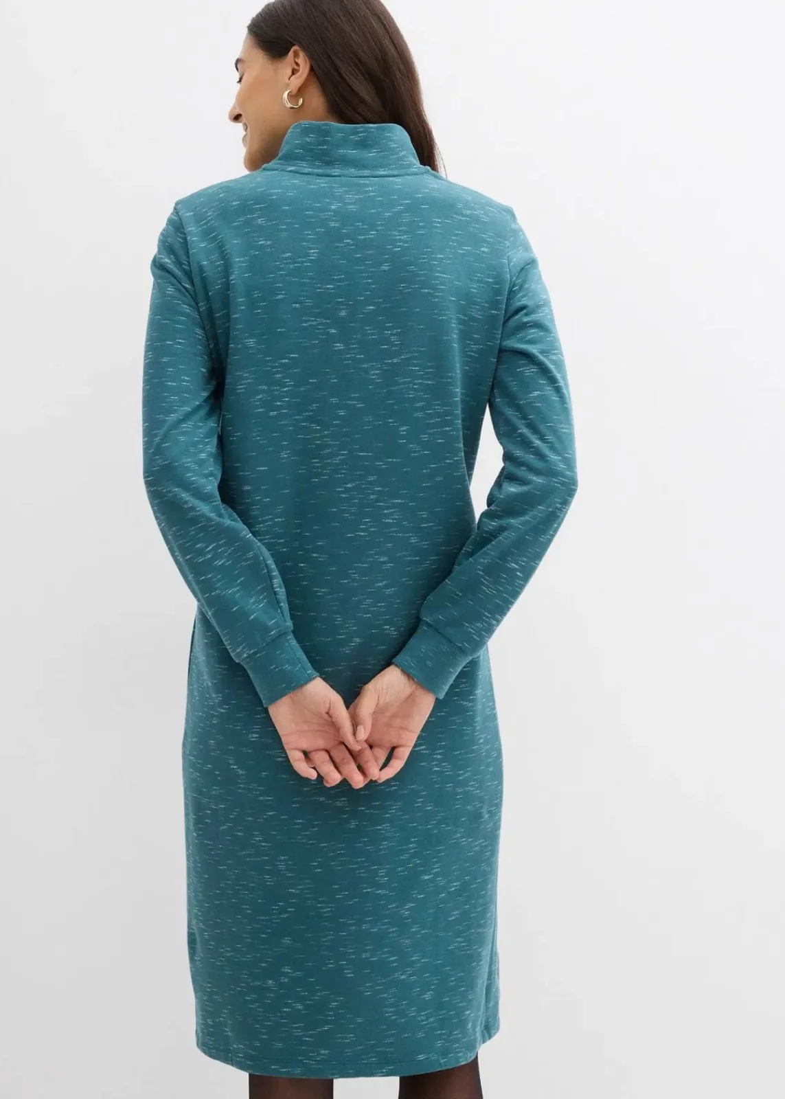 bonprix Bekleidung·Blusen & Tuniken|Bekleidung·Pullover & Strickjacken^Sweatkleid mit Troyer pfeffergrün