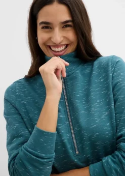 bonprix Bekleidung·Blusen & Tuniken|Bekleidung·Pullover & Strickjacken^Sweatkleid mit Troyer pfeffergrün