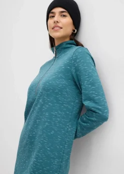 bonprix Bekleidung·Blusen & Tuniken|Bekleidung·Pullover & Strickjacken^Sweatkleid mit Troyer pfeffergrün