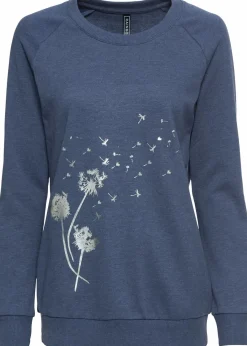 bonprix Bekleidung·Blusen & Tuniken|Sweat^Sweatshirt indigo meliert bedruckt