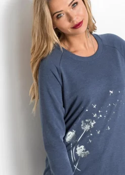bonprix Bekleidung·Blusen & Tuniken|Sweat^Sweatshirt indigo meliert bedruckt