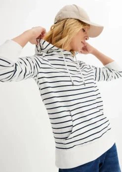 bonprix Bekleidung·Blusen & Tuniken|Sweat^Sweatshirt weiß/dunkelblau gestreift