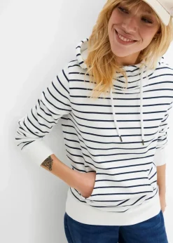 bonprix Bekleidung·Blusen & Tuniken|Sweat^Sweatshirt weiß/dunkelblau gestreift