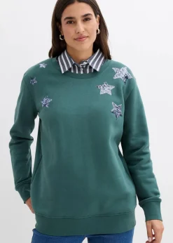 bonprix Bekleidung·Blusen & Tuniken|Sweat^Sweatshirt aus Baumwoll-Mix mattgrün