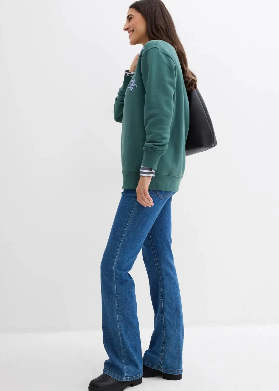 bonprix Bekleidung·Blusen & Tuniken|Sweat^Sweatshirt aus Baumwoll-Mix mattgrün