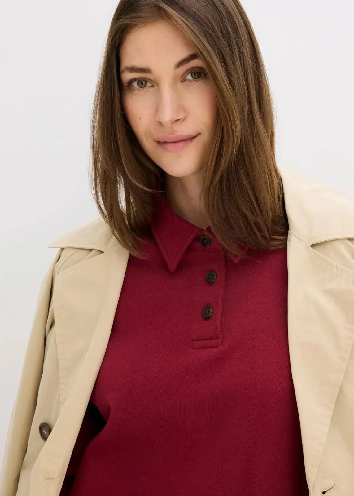 bonprix Bekleidung·Blusen & Tuniken|Sweat^Sweatshirt aus reiner Baumwolle pflaumenrot