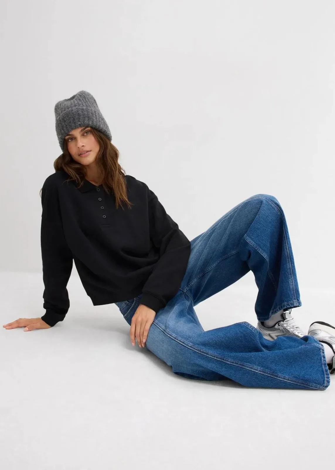 bonprix Bekleidung·Röcke|Bekleidung·Blusen & Tuniken^Sweatshirt aus reiner Bio-Baumwolle schwarz