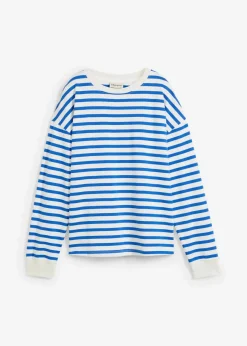 bonprix Bekleidung·Röcke|Bekleidung·Blusen & Tuniken^Sweatshirt aus reiner Bio-Baumwolle beige/arktikblau gestreift