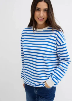 bonprix Bekleidung·Röcke|Bekleidung·Blusen & Tuniken^Sweatshirt aus reiner Bio-Baumwolle beige/arktikblau gestreift