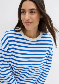 bonprix Bekleidung·Röcke|Bekleidung·Blusen & Tuniken^Sweatshirt aus reiner Bio-Baumwolle beige/arktikblau gestreift