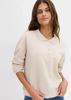 bonprix Sweat|Basics^Sweatshirt aus reiner Bio-Baumwolle beige