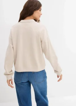 bonprix Sweat|Basics^Sweatshirt aus reiner Bio-Baumwolle beige