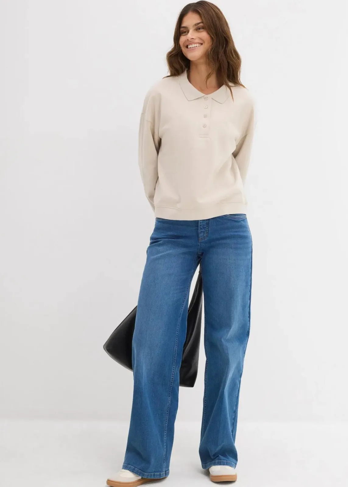 bonprix Sweat|Basics^Sweatshirt aus reiner Bio-Baumwolle beige