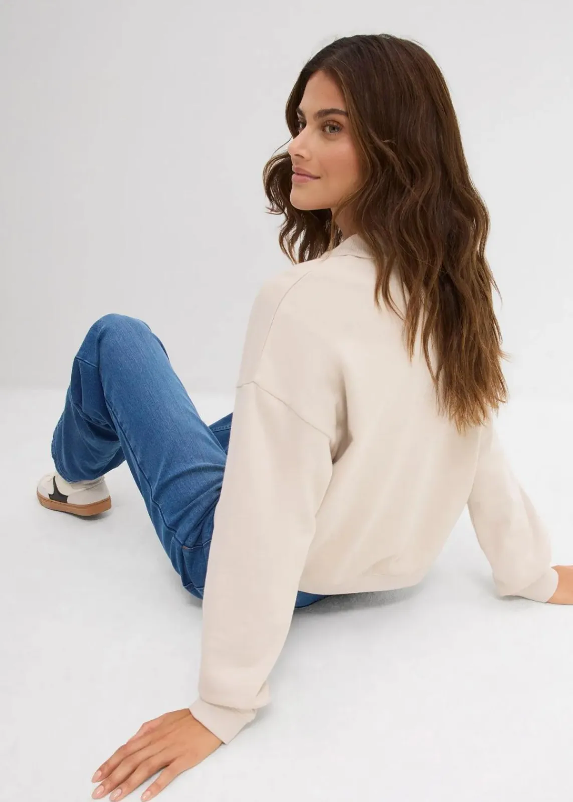 bonprix Sweat|Basics^Sweatshirt aus reiner Bio-Baumwolle beige