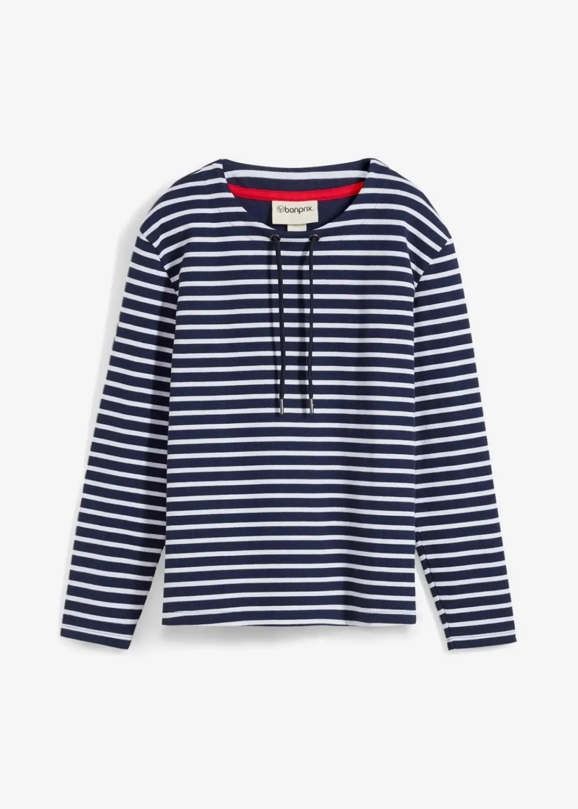 bonprix Sweat^Sweatshirt aus Strukturmaterial dunkelblau/weiß gestreift