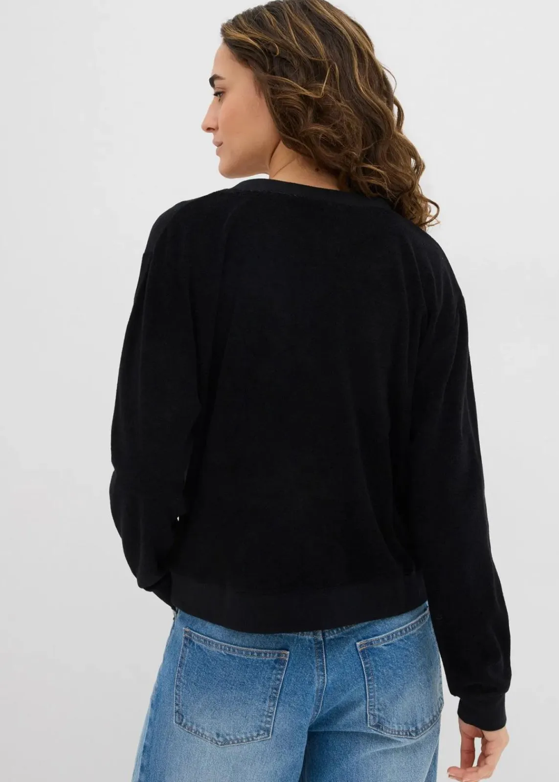 bonprix Bekleidung·Röcke|Basics^Sweatshirt aus weichem Frottee schwarz
