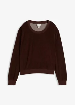 bonprix Basics|Bekleidung·Röcke^Sweatshirt aus weichem Frottee dunkelbraun