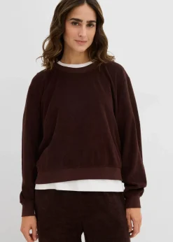bonprix Basics|Bekleidung·Röcke^Sweatshirt aus weichem Frottee dunkelbraun