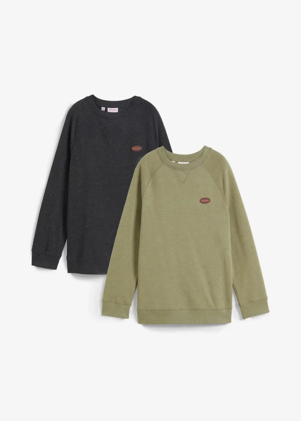bonprix Sweat|Bekleidung·Blusen & Tuniken^Sweatshirt (2er Pack) schwarz+oliv meliert