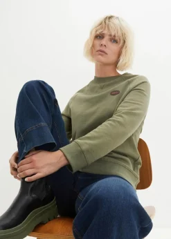 bonprix Sweat|Bekleidung·Blusen & Tuniken^Sweatshirt (2er Pack) schwarz+oliv meliert