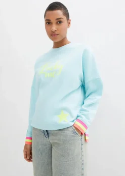 bonprix Bekleidung·Blusen & Tuniken|Sweat^Sweatshirt mint bunten Bündchen polarmint bedruckt