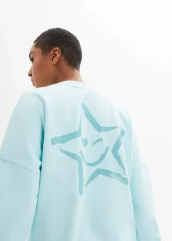 bonprix Bekleidung·Blusen & Tuniken|Sweat^Sweatshirt mint bunten Bündchen polarmint bedruckt