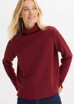 bonprix Sweat|Nachhaltigere Materialien^Sweatshirt mit Stehkragen rubinrot