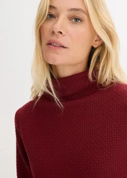 bonprix Sweat|Nachhaltigere Materialien^Sweatshirt mit Stehkragen rubinrot
