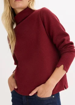 bonprix Sweat|Nachhaltigere Materialien^Sweatshirt mit Stehkragen rubinrot