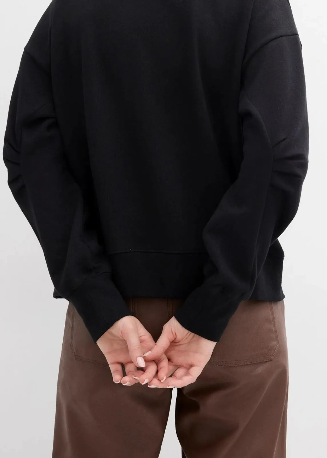 bonprix Sweat|Bekleidung·Blusen & Tuniken^Sweatshirt mit weitem Ripp-Kragen aus Bio-Baumwolle schwarz