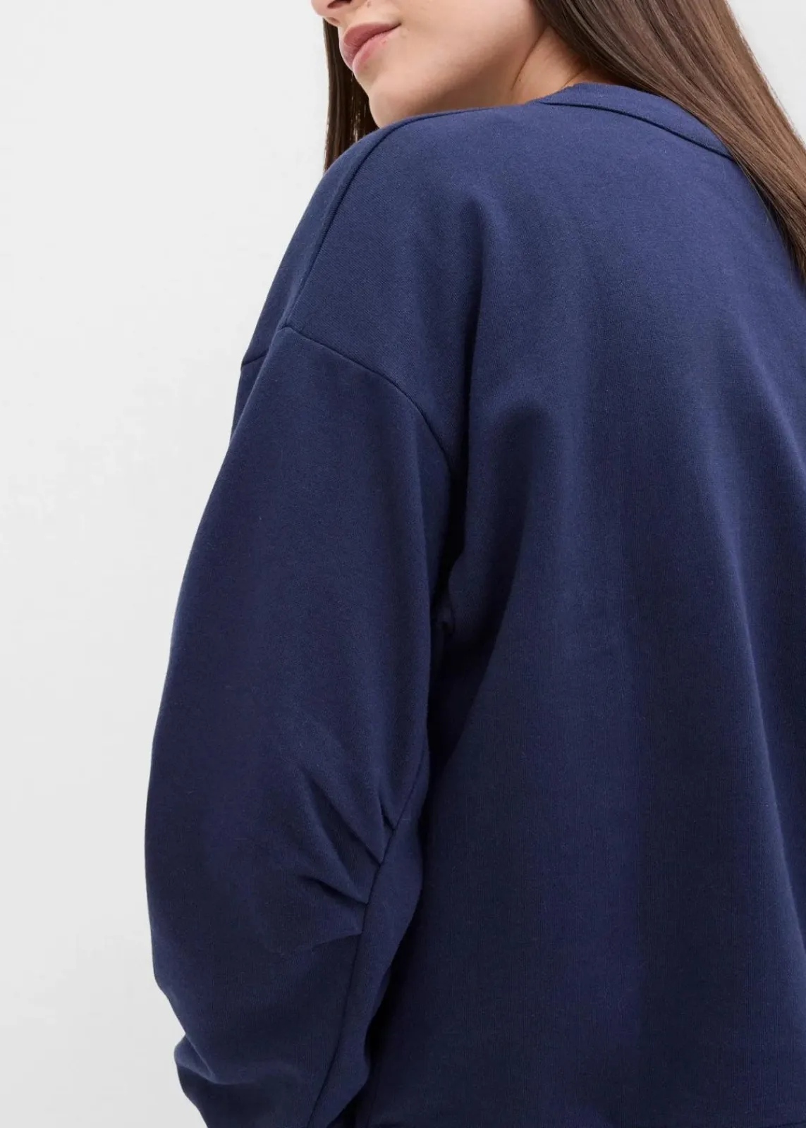 bonprix Sweat|Bekleidung·Blusen & Tuniken^Sweatshirt mit weitem Ripp-Kragen aus Bio-Baumwolle dunkelblau