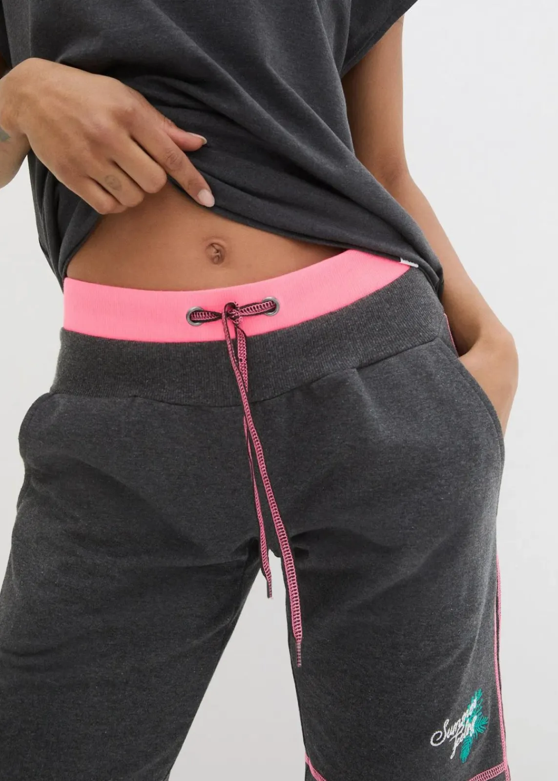 bonprix Mix & Match|Strandmode^Sweat-Shorts aus Baumwoll-Mix anthrazit meliert