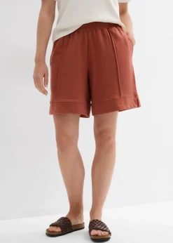 bonprix Hosen|Sweat^Sweat-Shorts aus Baumwoll-Mix cognac