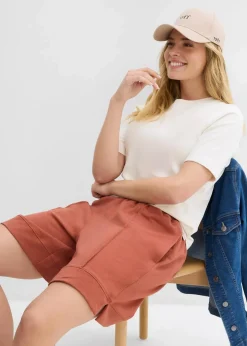 bonprix Hosen|Sweat^Sweat-Shorts aus Baumwoll-Mix cognac