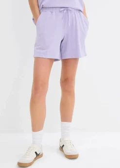 bonprix Nachhaltigere Materialien|Hosen^Sweat-Shorts aus reiner Baumwolle hellviolett