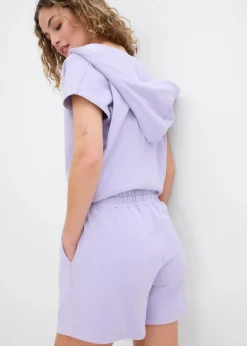 bonprix Nachhaltigere Materialien|Hosen^Sweat-Shorts aus reiner Baumwolle hellviolett