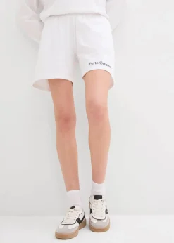 bonprix Bekleidung·Outdoorbekleidung|Bekleidung·Blusen & Tuniken^Sweat-Shorts mit Stickerei weiß