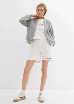 bonprix Bekleidung·Outdoorbekleidung|Bekleidung·Blusen & Tuniken^Sweat-Shorts mit Stickerei weiß
