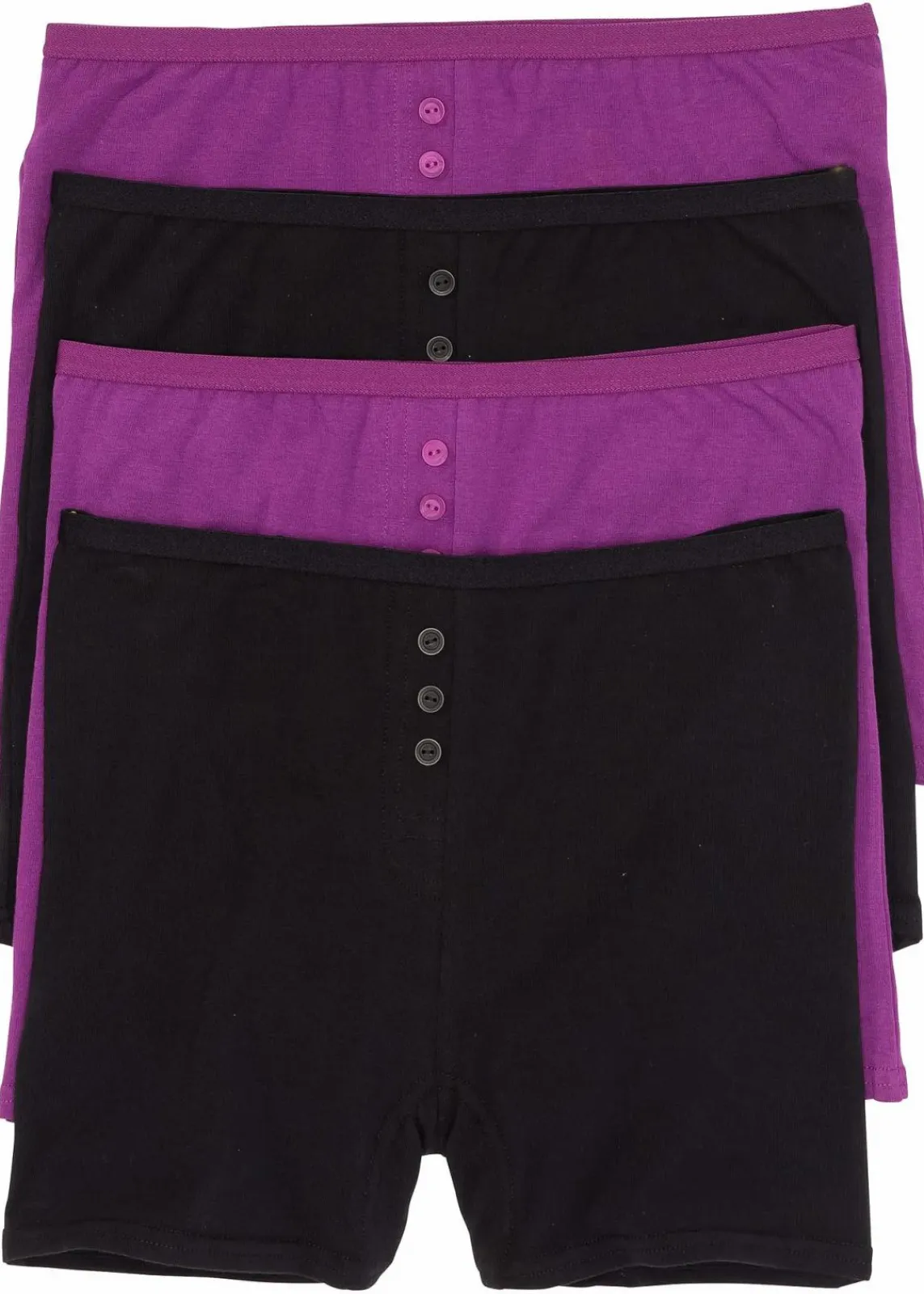 bonprix Höschen|Baumwollunterwäsche^Taillenboxer (4er Pack) schwarz + veilchenlila