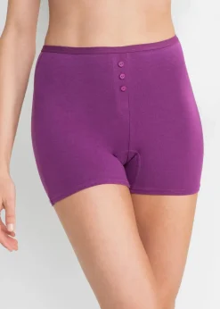 bonprix Höschen|Baumwollunterwäsche^Taillenboxer (4er Pack) schwarz + veilchenlila