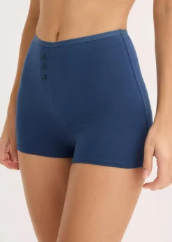 bonprix Wäsche·Basics|Wäsche·Baumwollunterwäsche^Taillenboxer (4er Pack) tiefblau+hellgrau meliert