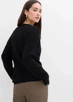 bonprix Bekleidung·Umstandsmode|Strickmode^Taillierte Strickjacke aus Viskose-Mix schwarz