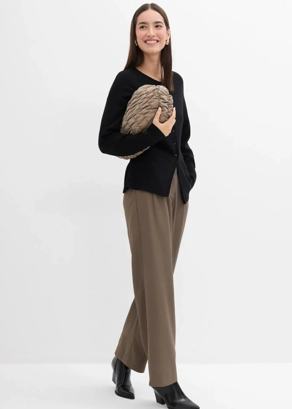 bonprix Bekleidung·Umstandsmode|Strickmode^Taillierte Strickjacke aus Viskose-Mix schwarz
