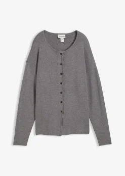 bonprix Bekleidung·Umstandsmode|Strickmode^Taillierte Strickjacke aus Viskose-Mix grau meliert meliert