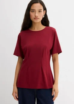 bonprix Shirts & Tops^Tailliertes Shirt aus bequemen Punto di Roma bordeaux