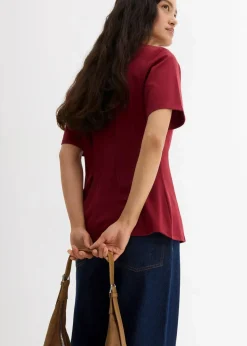 bonprix Shirts & Tops^Tailliertes Shirt aus bequemen Punto di Roma bordeaux