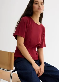 bonprix Shirts & Tops^Tailliertes Shirt aus bequemen Punto di Roma bordeaux