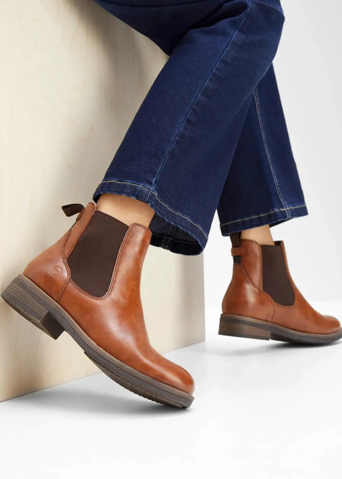 Tamaris Schuhe & Accessoires In Spezialgrößen·Elastischer Schaft|Boots^Chelsea-Boots cognac